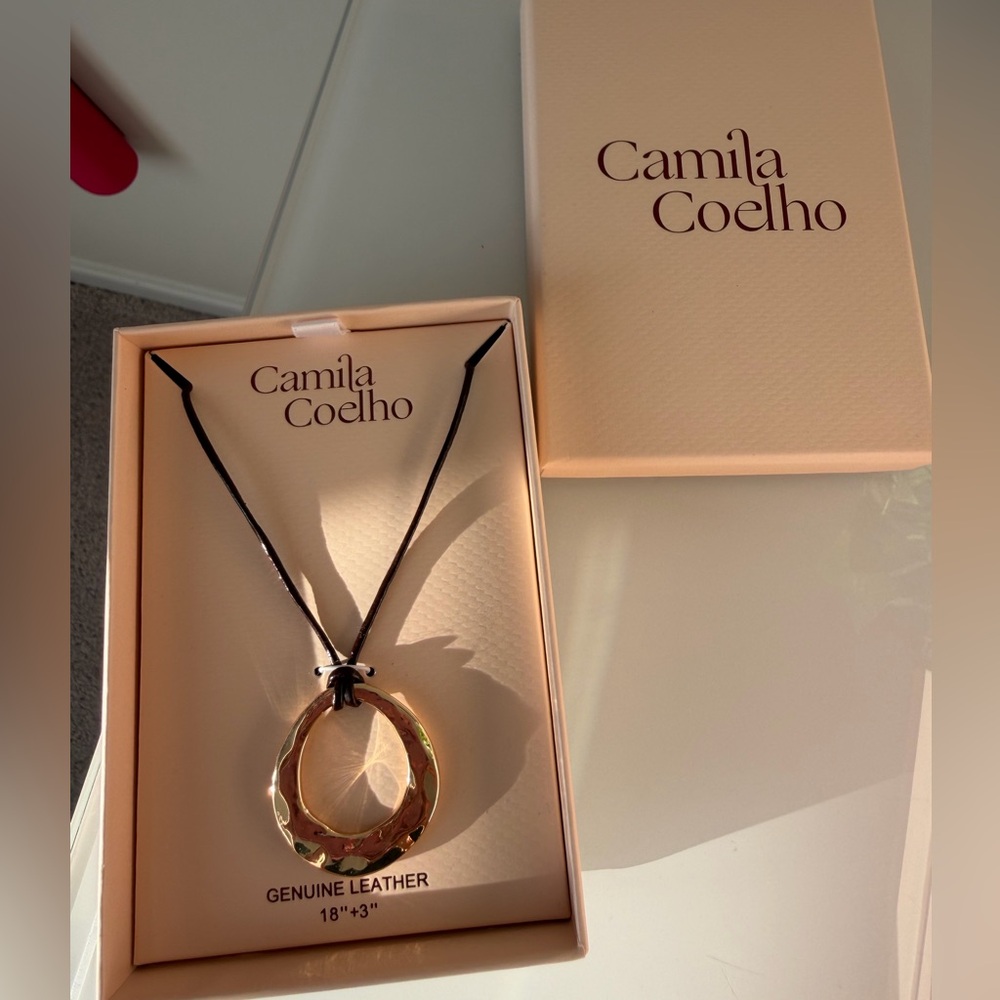 Camila Coelho Gold circle leather cord Necklace